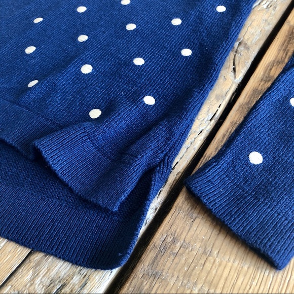 Navy Blue Sweater with Embroidered Polka Dots - Picture 4 of 5